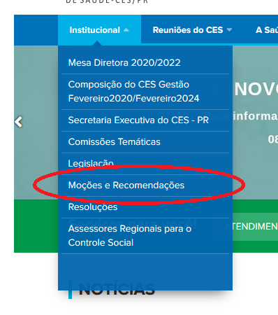 Mostra o menu do site